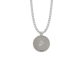 15/16 Inch Round Two-Tone Sterling Silver U.S. Marine Corps Medal with Personalized &quot;Marine Dad&quot; Engraving on Back