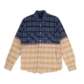 AMIRI Blue Multicolor Frayed Hem Flannel