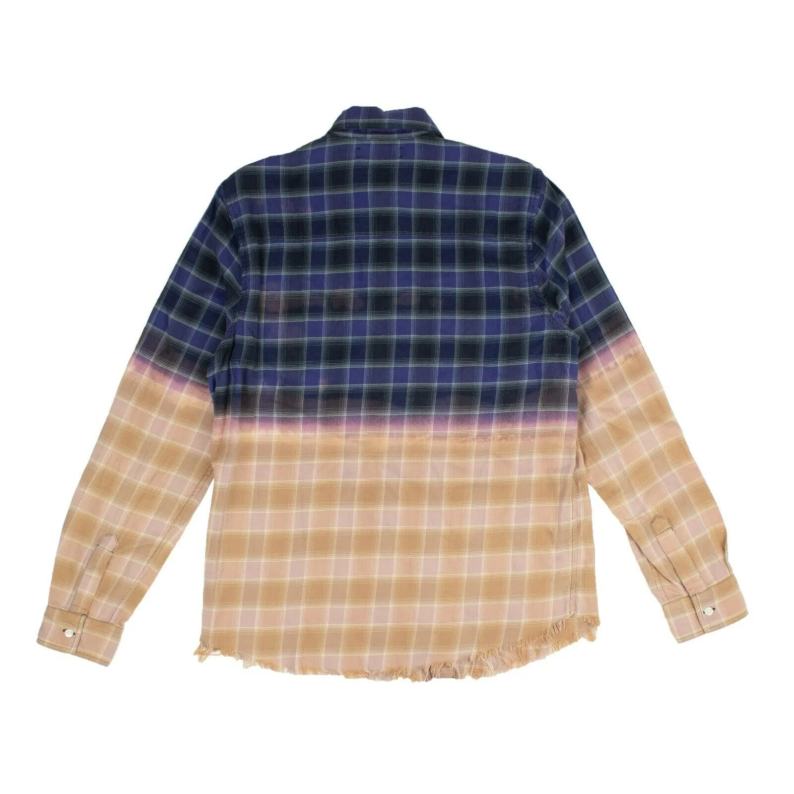 AMIRI Blue Multicolor Frayed Hem Flannel