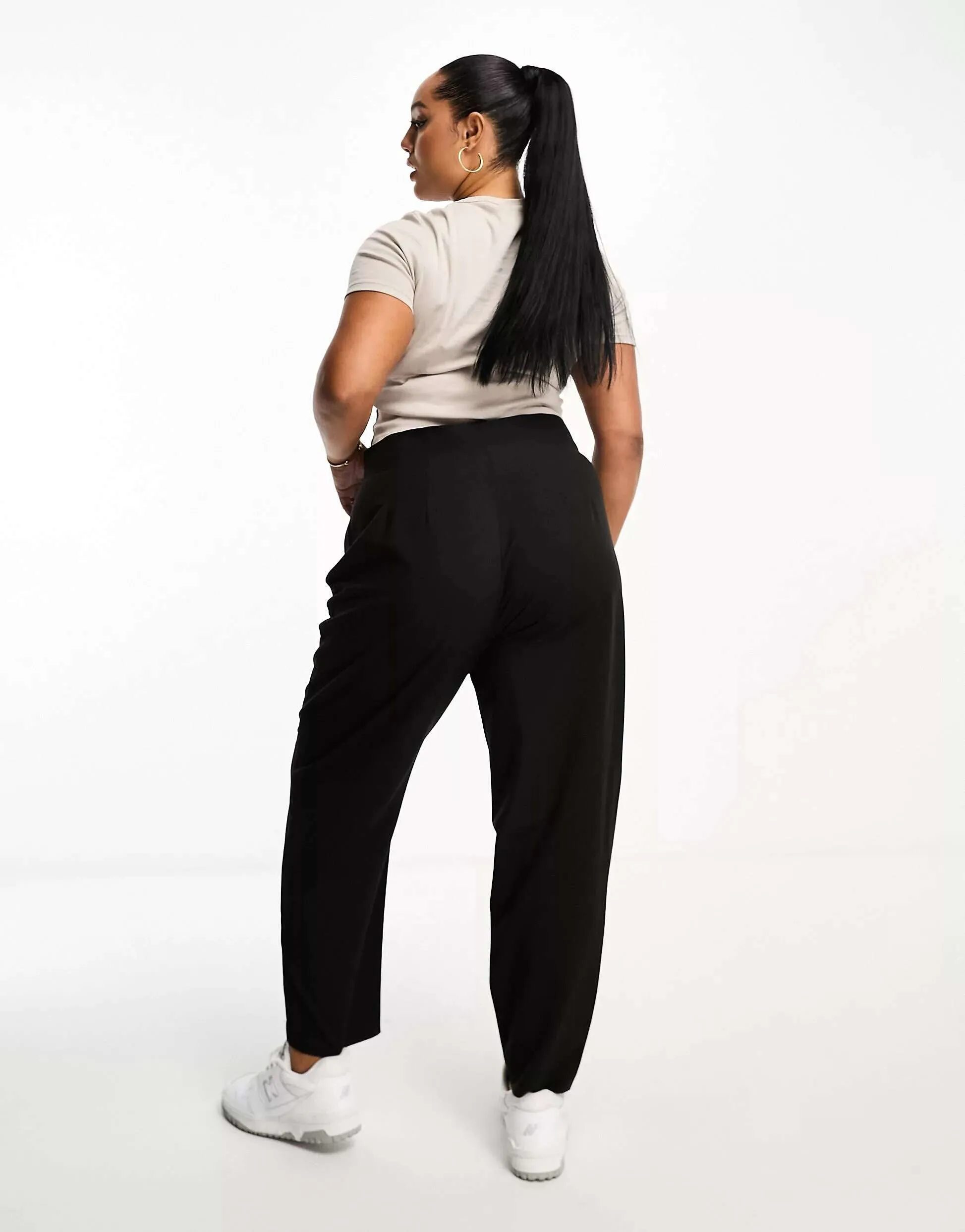 ASOS Curve Waist Seamed Pants in Black