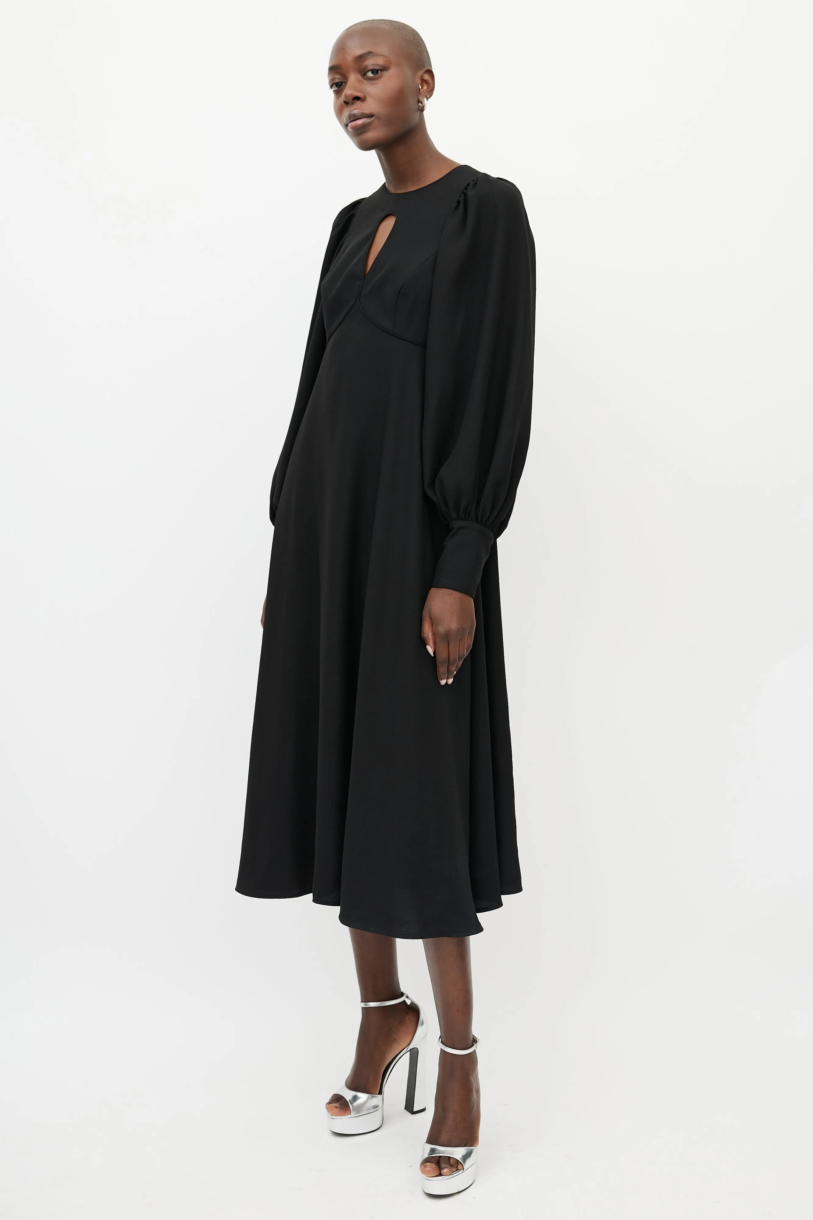Black Keyhole Midi Dress