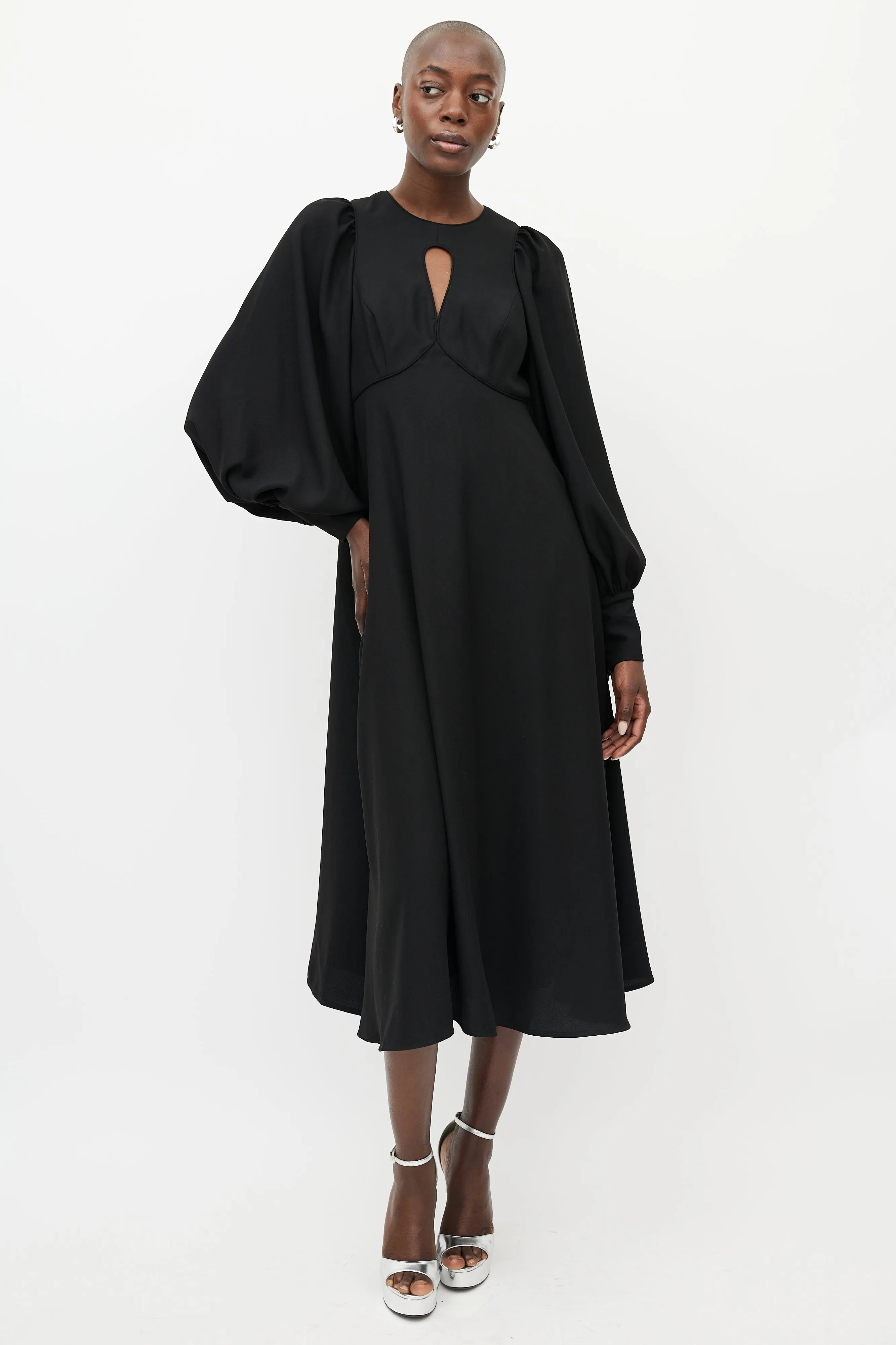 Black Keyhole Midi Dress