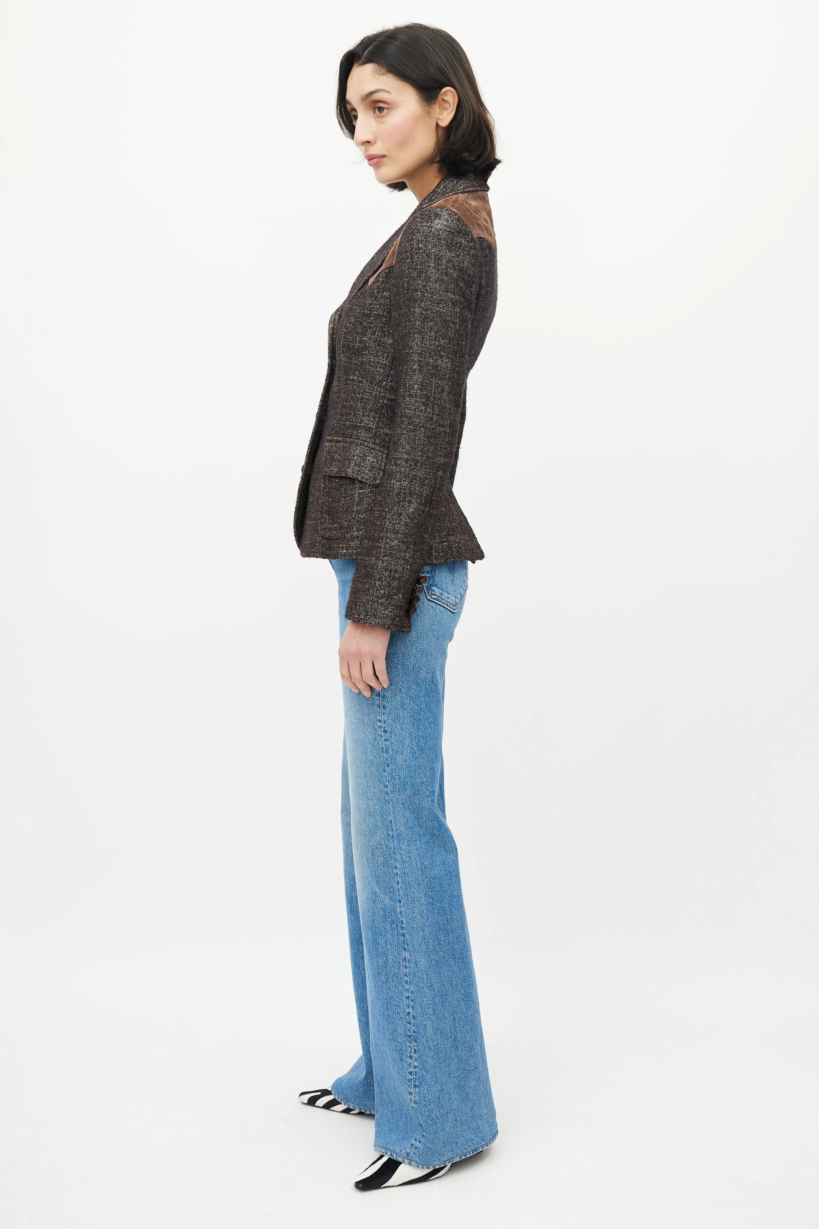 Brown Wool Suede Blazer