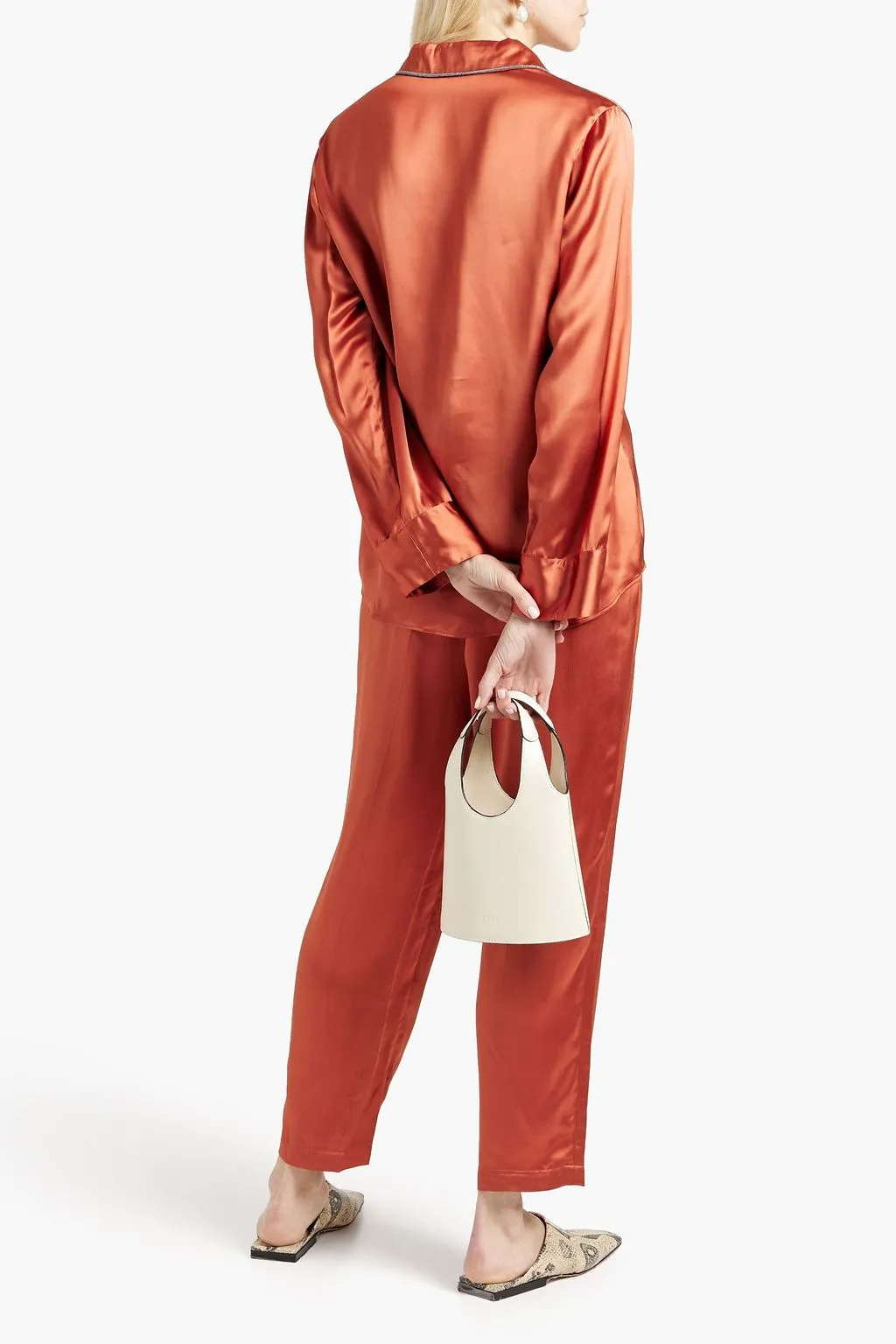 Charmeuse pleated tapered trousers FABIANA FILIPPI, copper