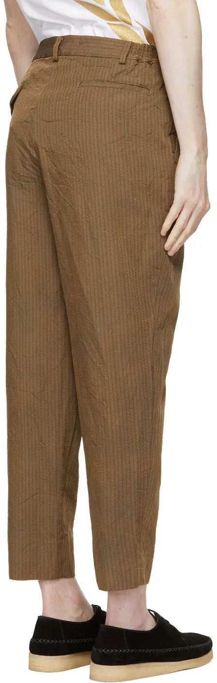 Comme des GarÃ§ons Homme Deux Brown Herringbone Stripe Trousers