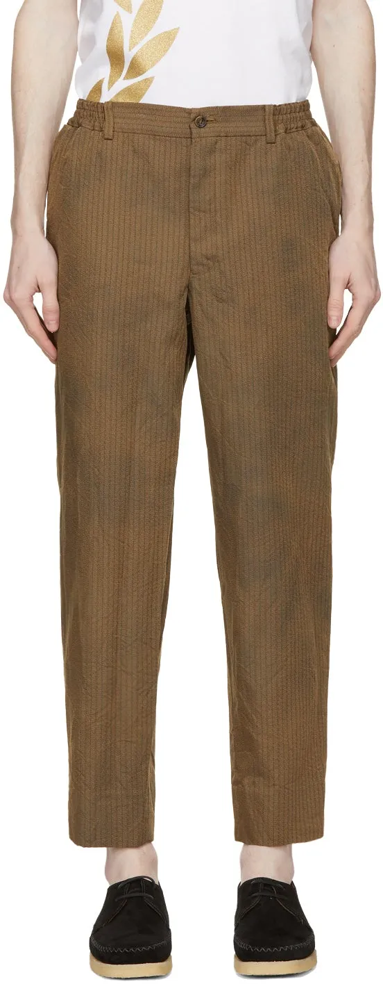 Comme des GarÃ§ons Homme Deux Brown Herringbone Stripe Trousers