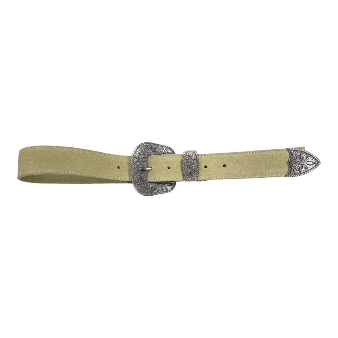 Free People Black Rock Luxe Suede Western Ornate Belt Size M New