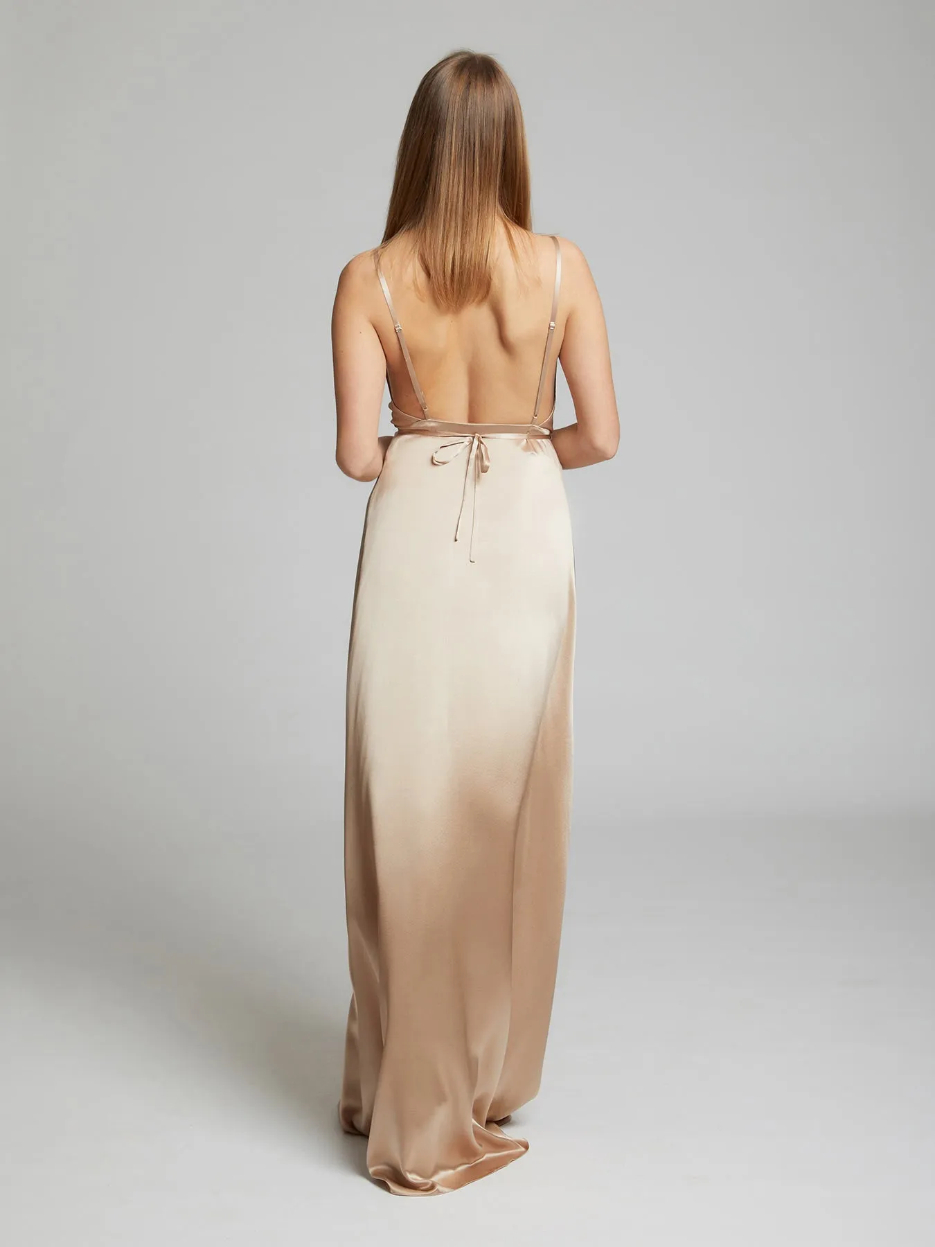 Grace champagne silk sample dress