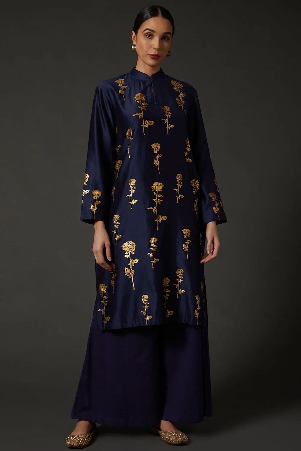 Indigo Blue Block Printed Kurta Set