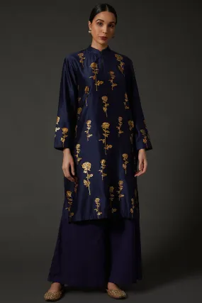Indigo Blue Block Printed Kurta Set