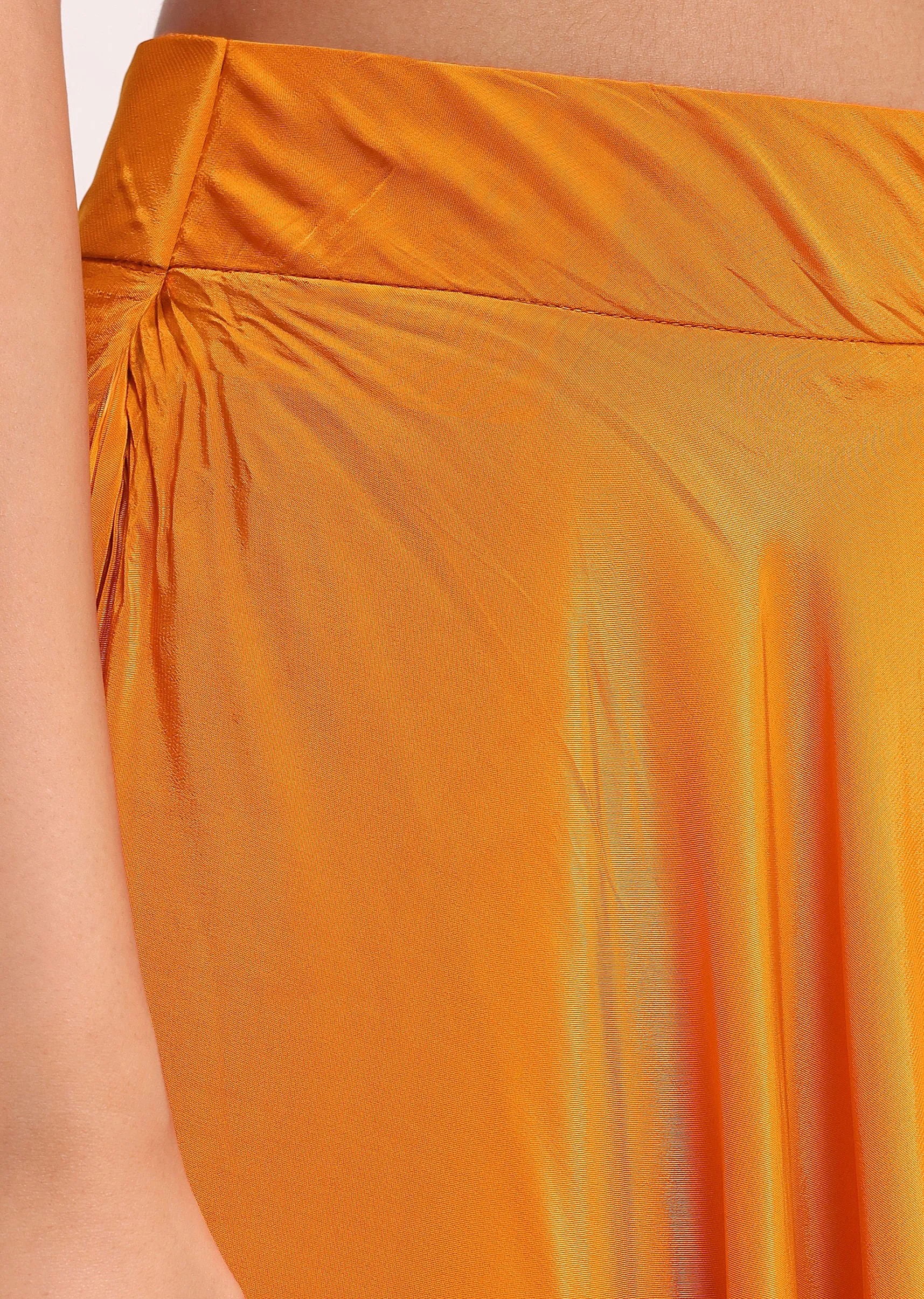 Orange Printed Crop Top And Palazzo Set