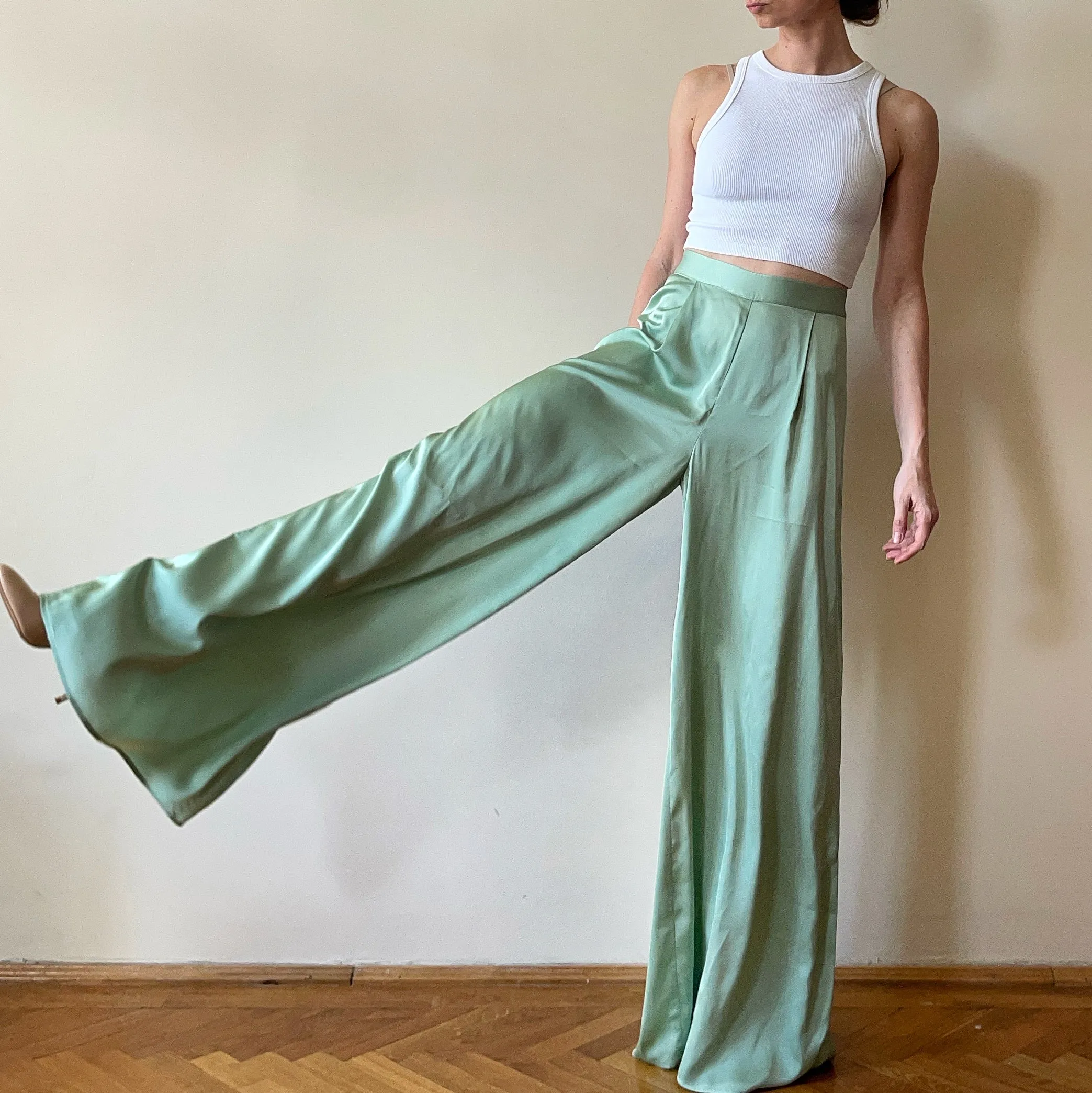 PALAZZO PANTS MINT GREEN