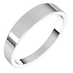 Platinum Flat Tapered Wedding Band, 4 mm Wide