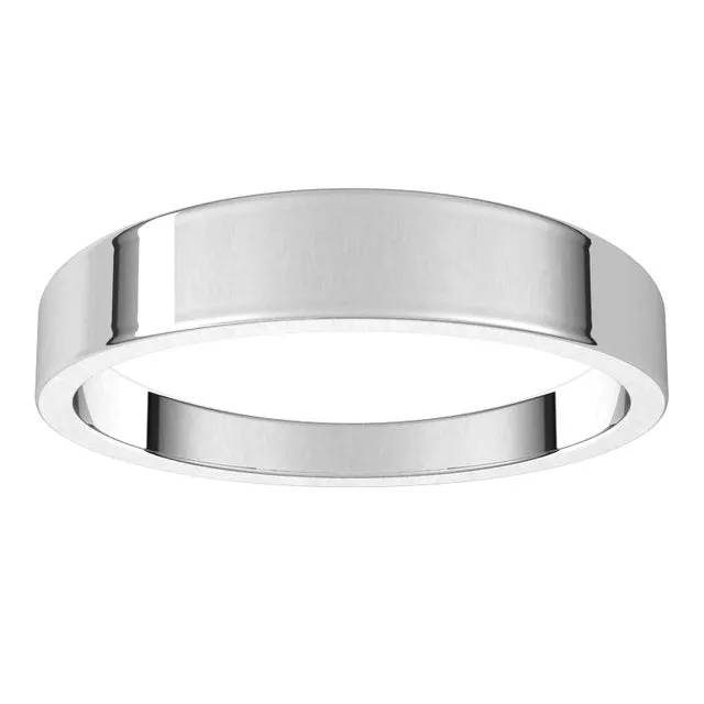 Platinum Flat Tapered Wedding Band, 4 mm Wide