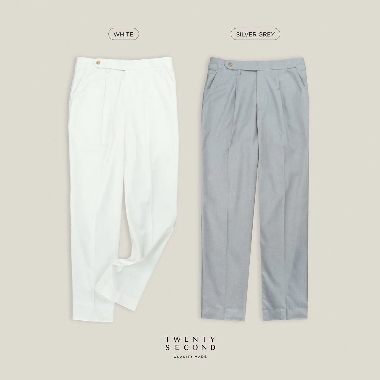 PLEATED WOOL BLEND TROUSERS - RED