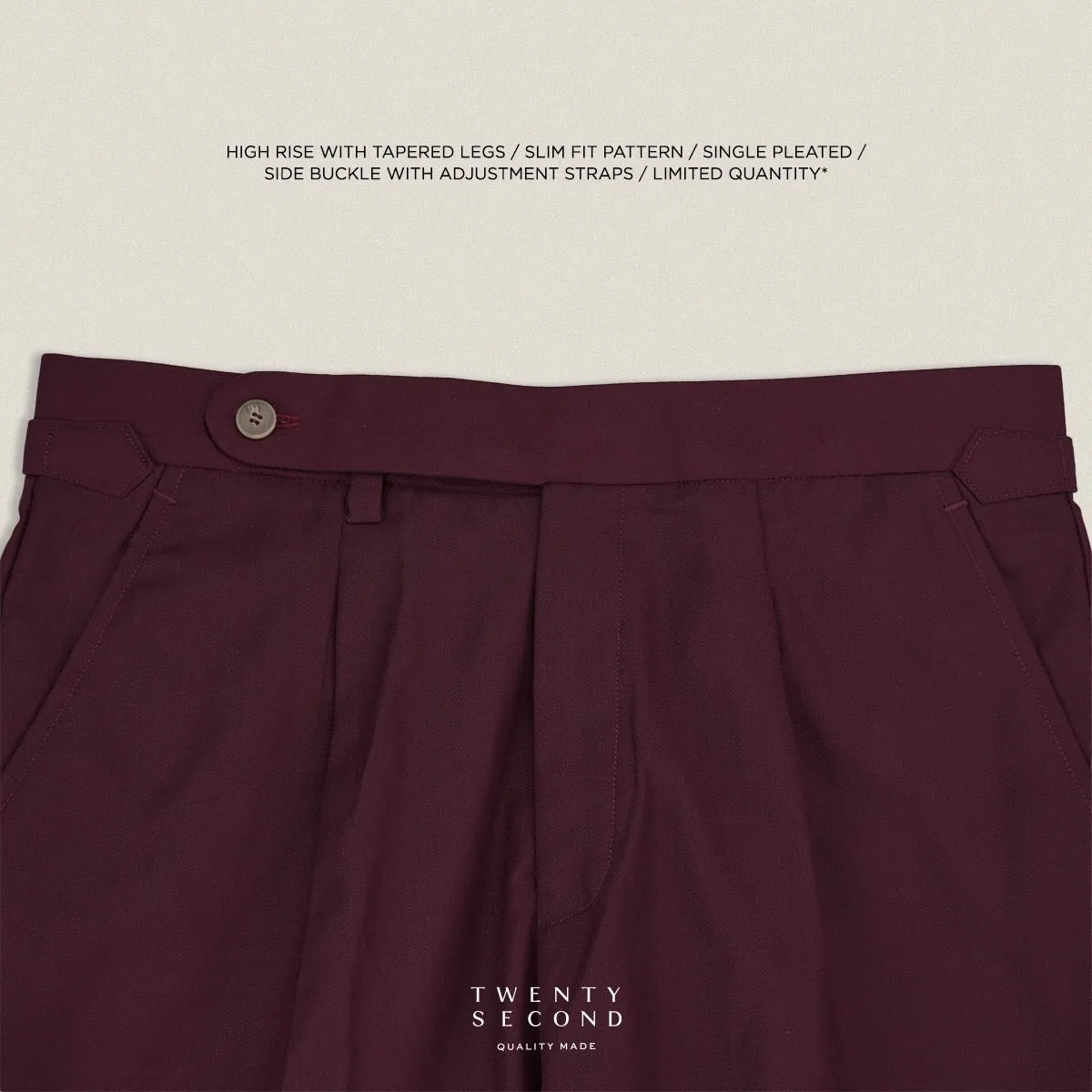 PLEATED WOOL BLEND TROUSERS - RED