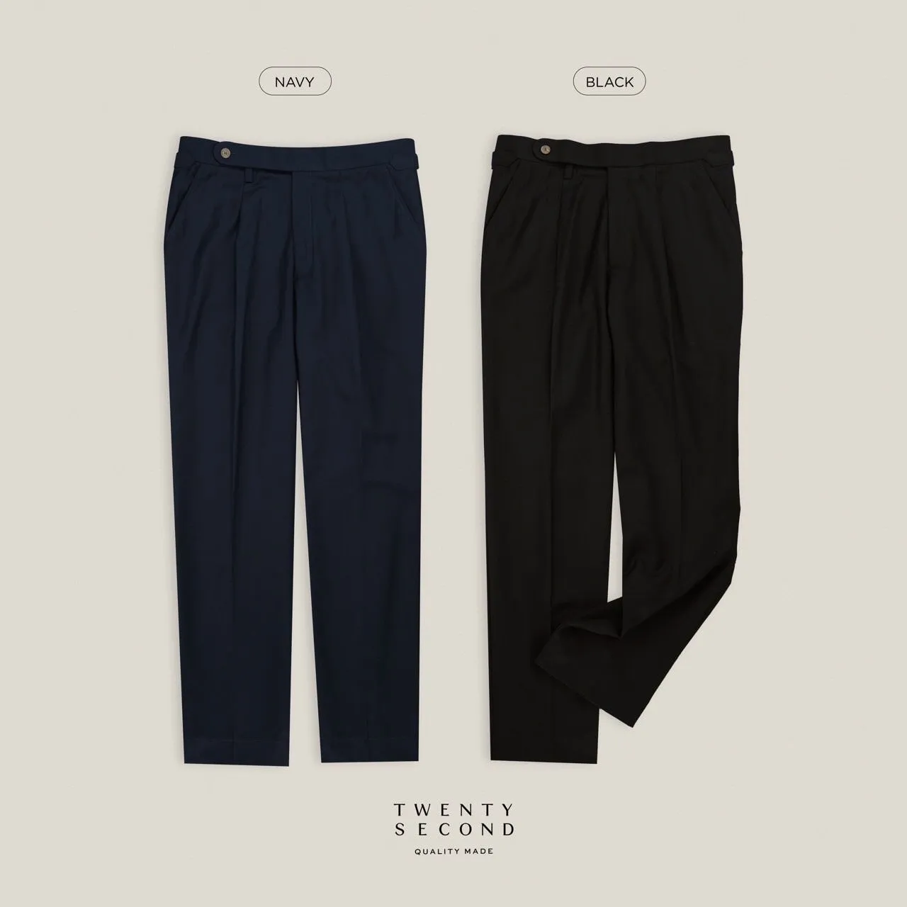 PLEATED WOOL BLEND TROUSERS - RED