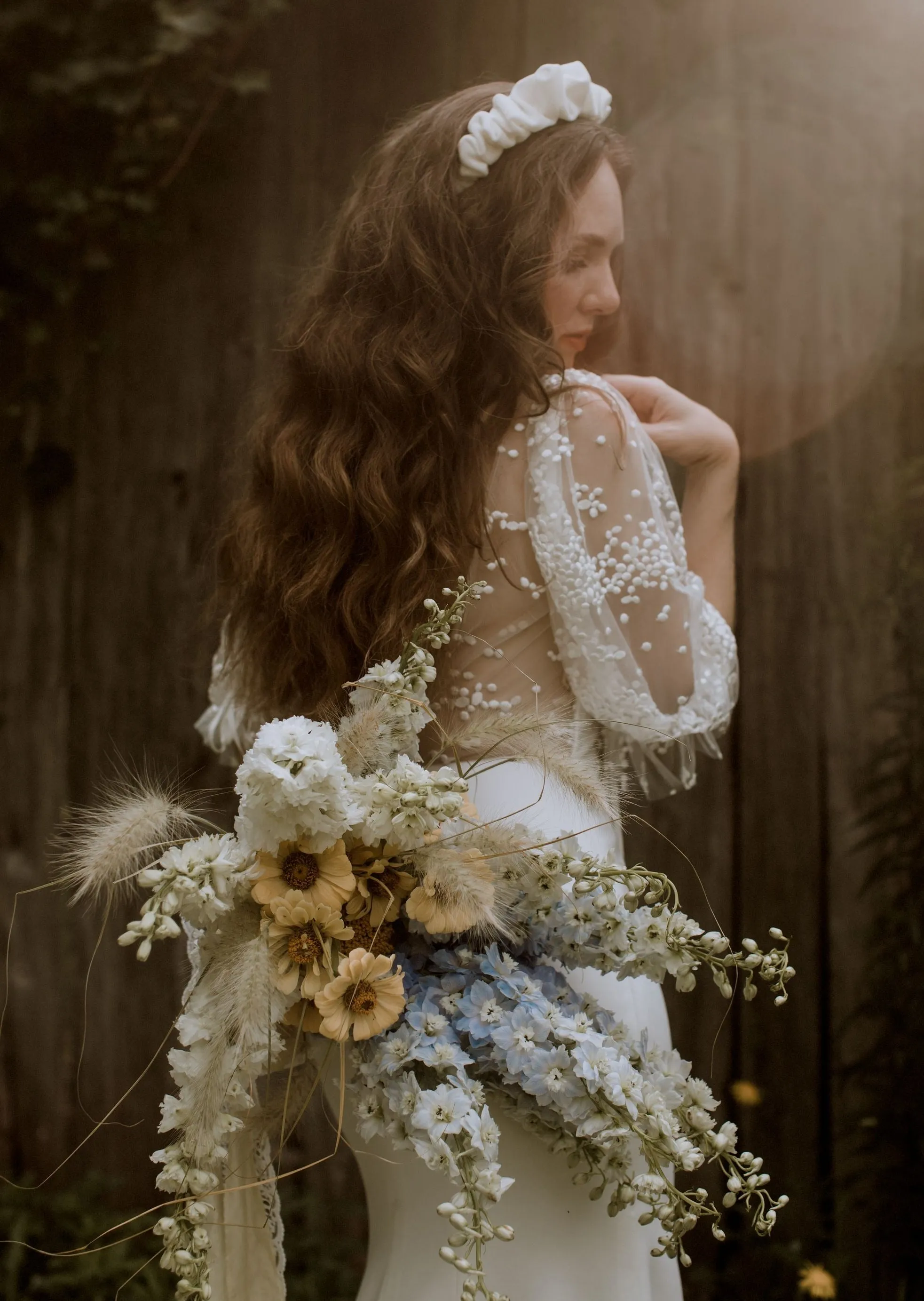 SHANNON Silk or Velvet Bridal Scrunchie Headband