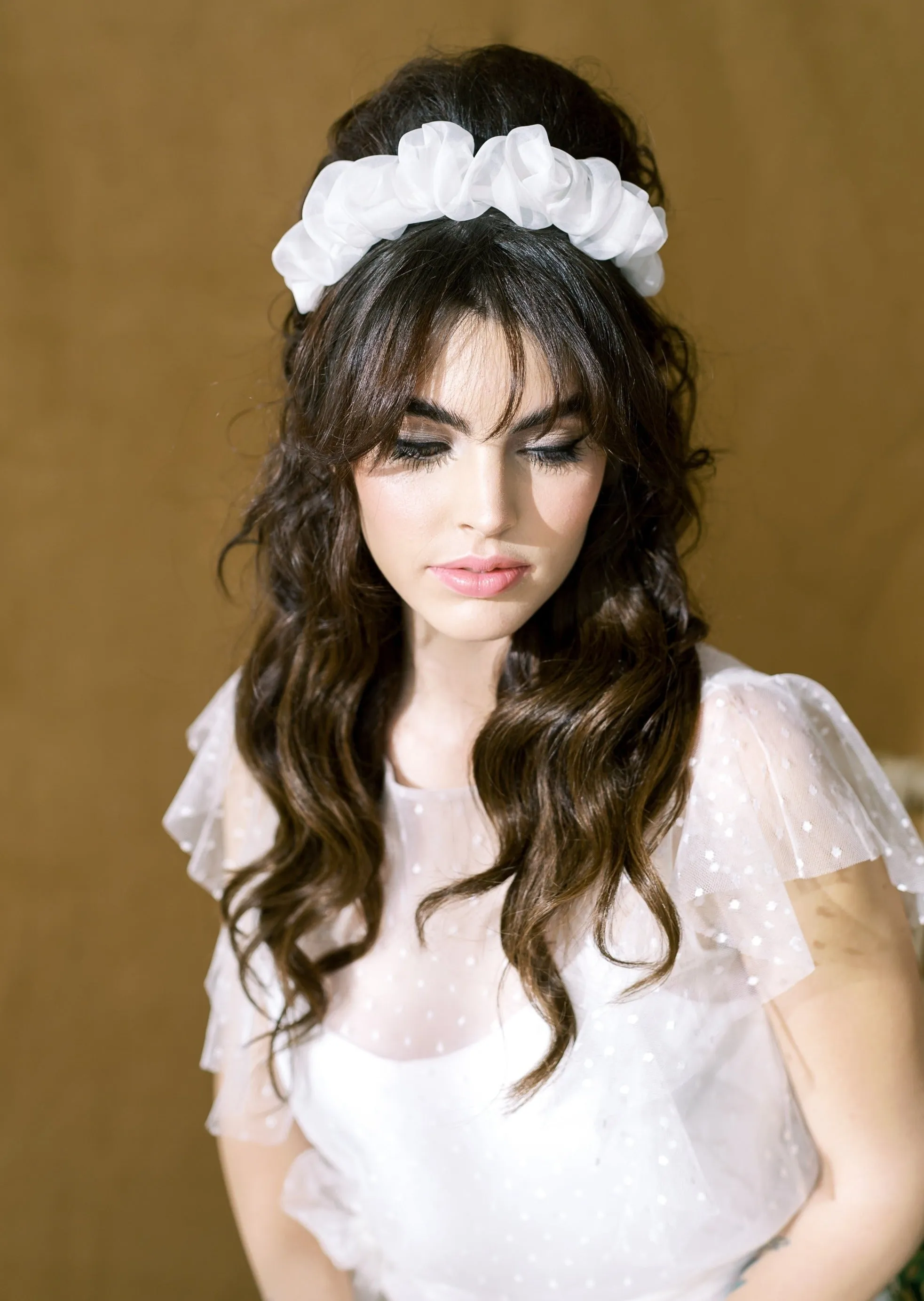 SHANNON Silk or Velvet Bridal Scrunchie Headband