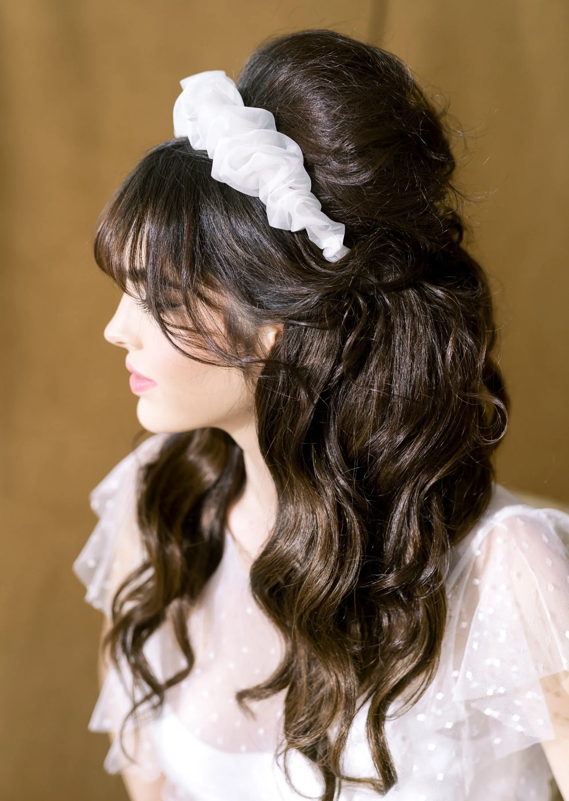 SHANNON Silk or Velvet Bridal Scrunchie Headband