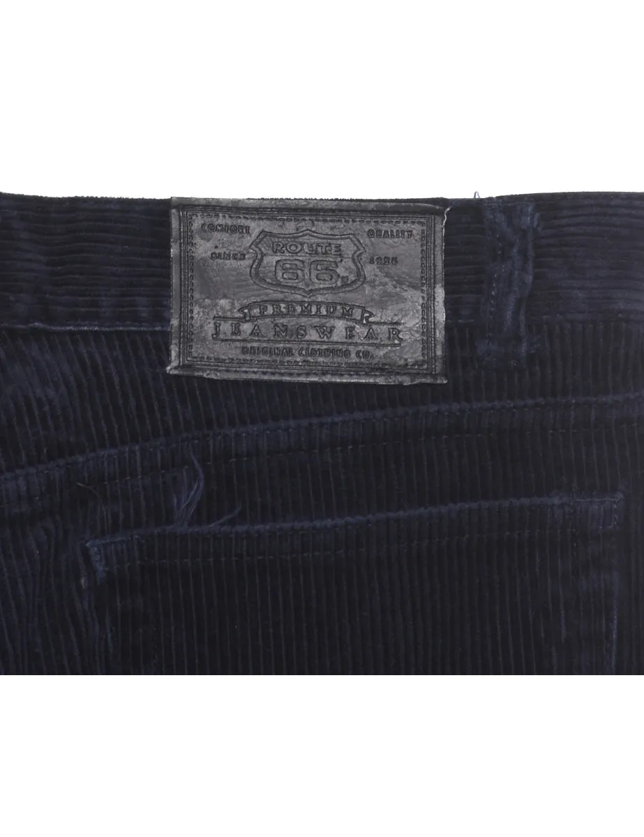 Tapered Corduroy Fabric Navy Trousers - W30 L30