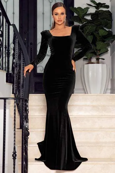 VELVET BLACK EVENING DRESS