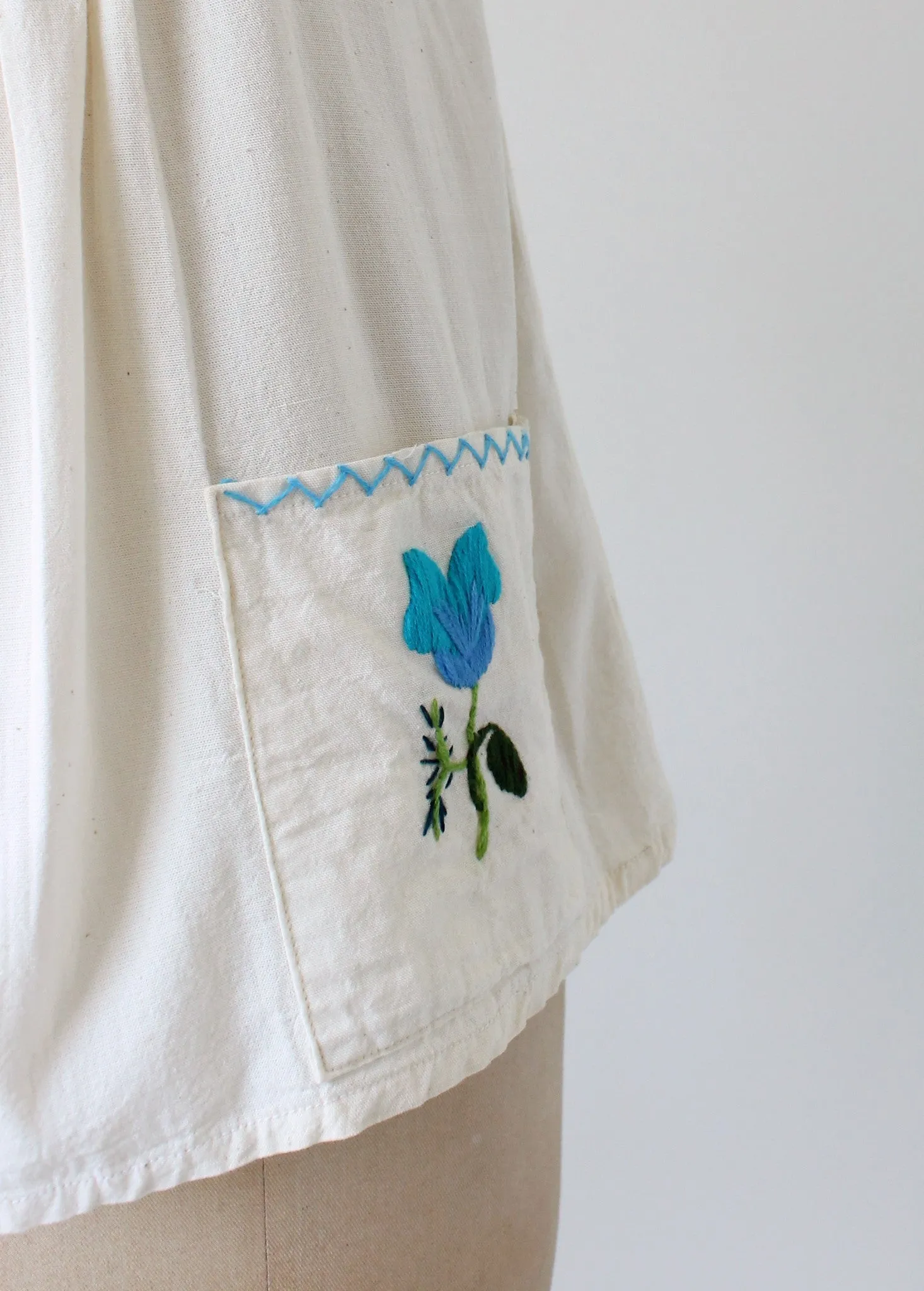 Vintage 1970s Embroidered Cotton Babydoll Shirt