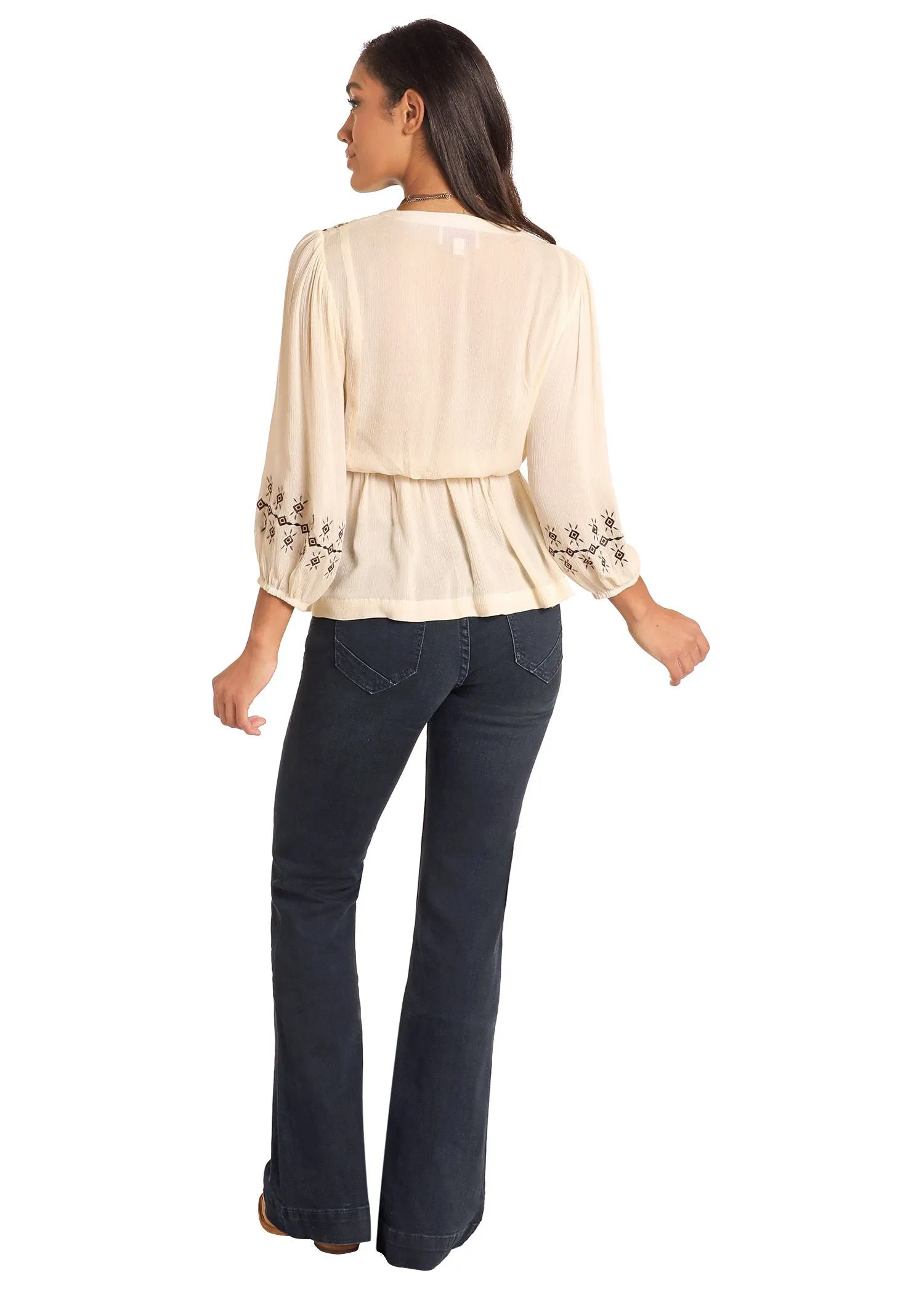 Women's Panhandle Empire Waist Embroidered Blouse