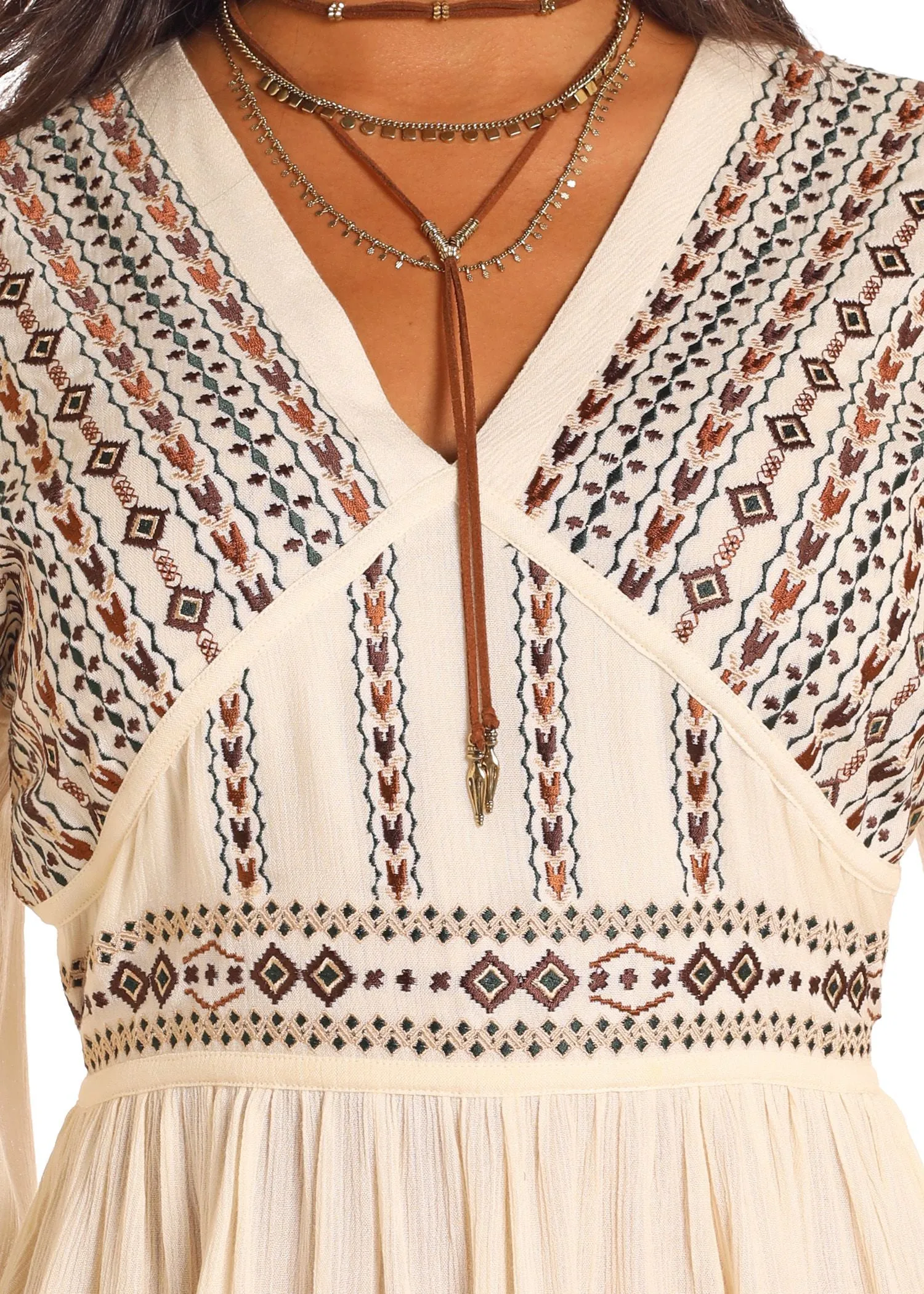 Women's Panhandle Empire Waist Embroidered Blouse